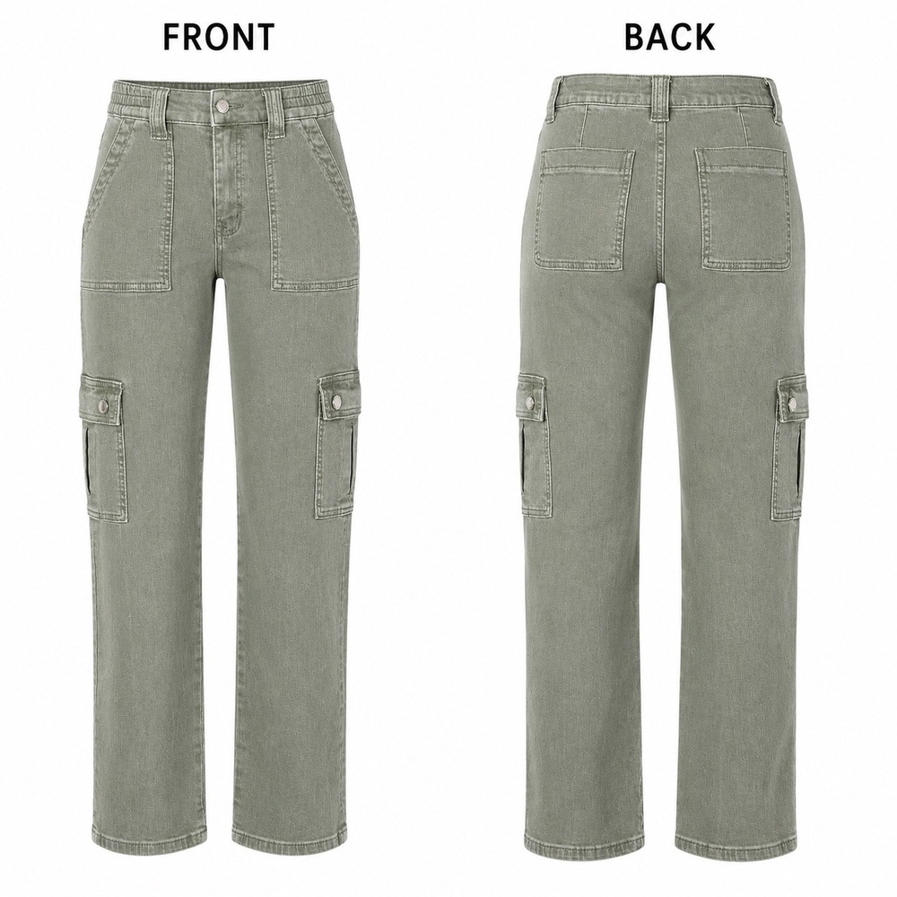 Vervet Los Angeles Olive Green Cargo Pants Straight Leg Utility Jeans Womens 27 - Picture 3 of 10
